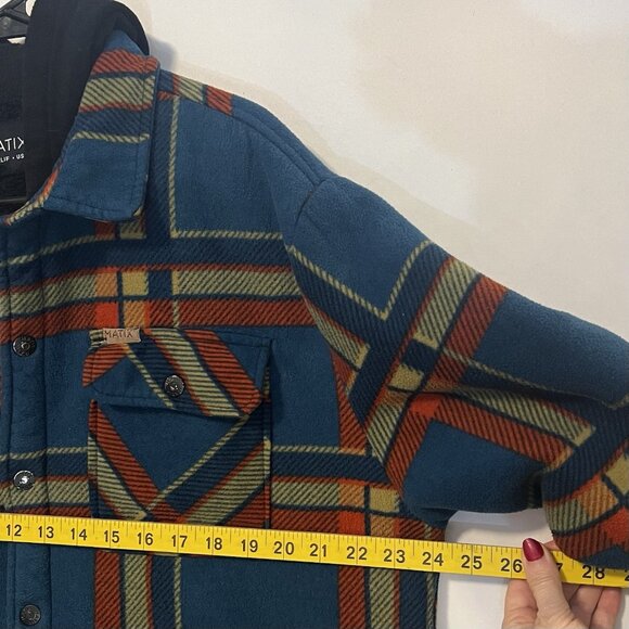 Matix Jacket Men’s Large Plaid Sherpa Lined Snap Front Flannel Shacket Layers - Picture 6 of 13